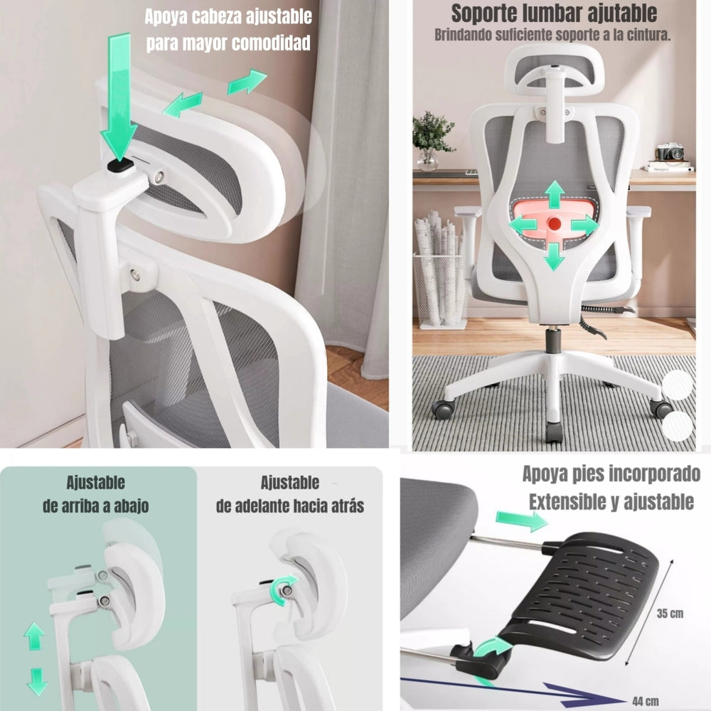 Silla de Escritorio Premium Con Apoya Pies W205 Negra LuBabycas
