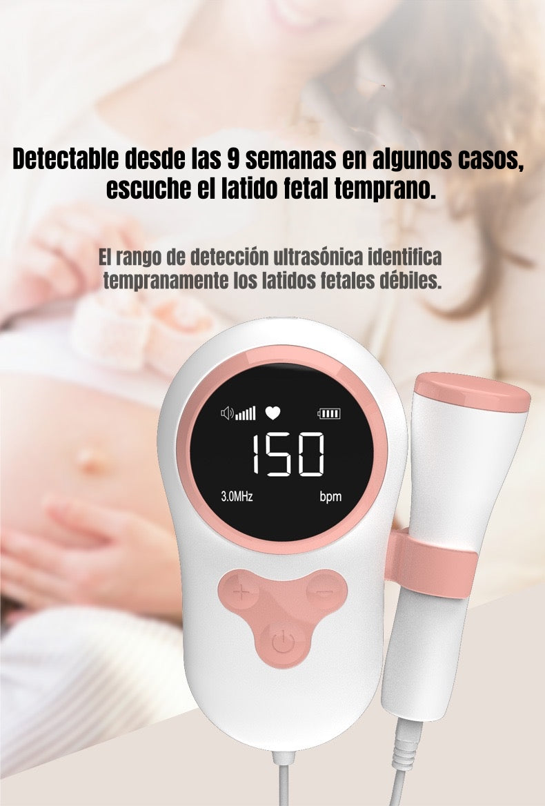 Monitor Fetal Doppler Latidos Corazón Bebé Gris LuBabycas