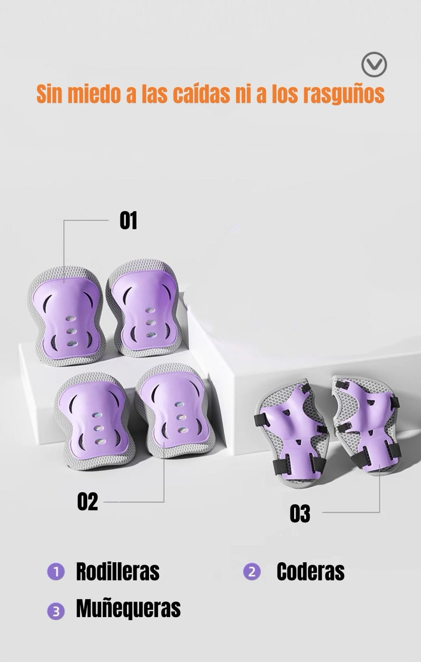 Set Protección Infantil 6 PCS Coderas Rodilleras Muñequeras
