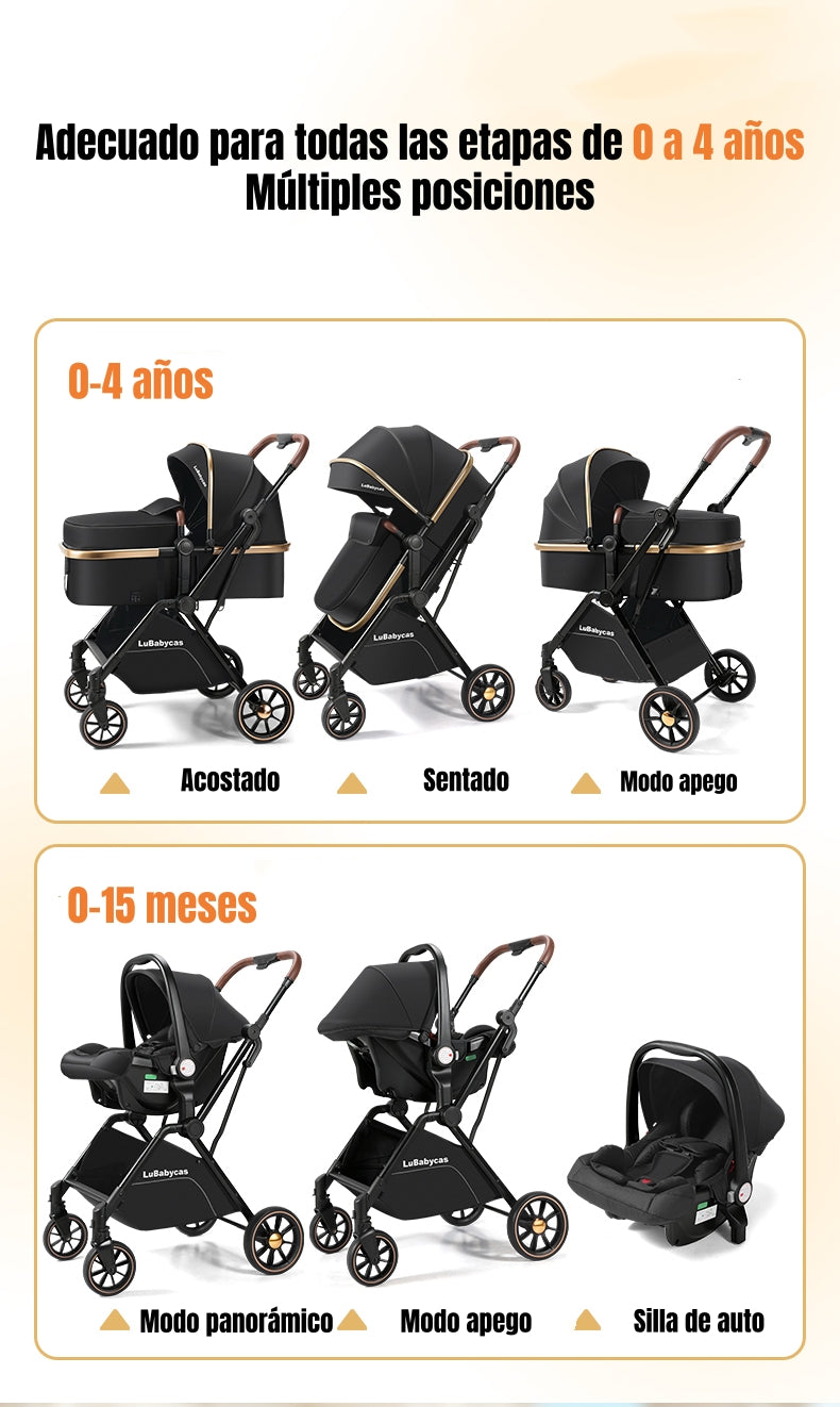 Coche Travel System LuBabycas 0-4 Años Aluminio Alvin