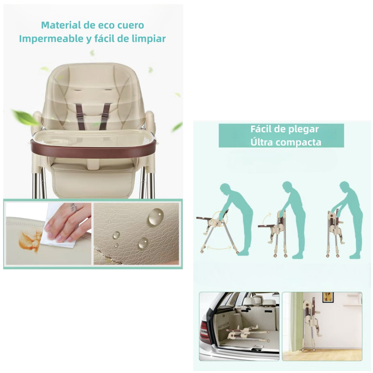 Silla De Comer Multiposiciones Plegable Rosada Lubabycas