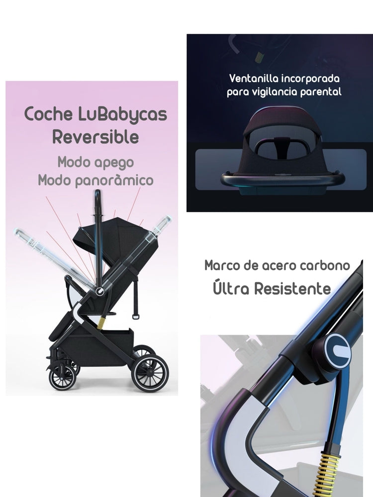 Coche De Paseo Reversible Premium Lubabycas Gris