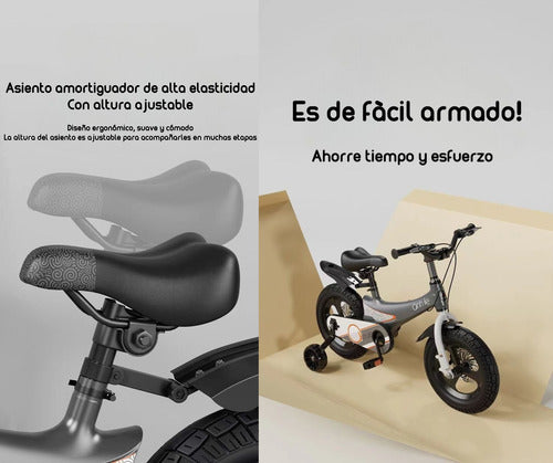 Bicicleta Infantil 4-7 Años Niño Aro 14 Lubabycas Gris