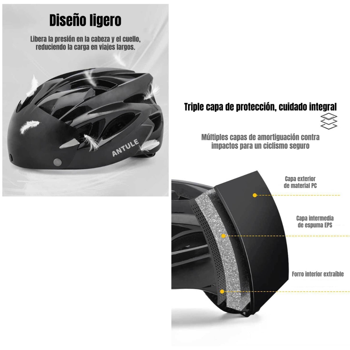 Casco Bicicleta Adulto Con Visera Magnética Negro RS Antule