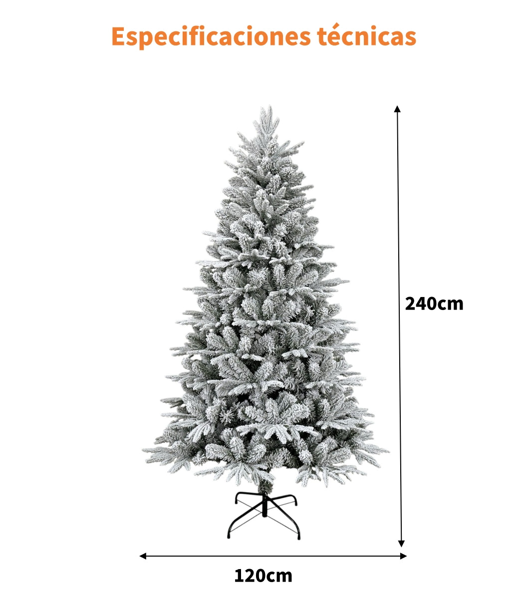 Árbol De Navidad Pino Blanco Con Base Metal 240cm