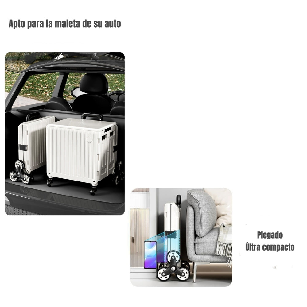 Carrito de Compras Plegable Con Ruedas Trepadoras Blanco