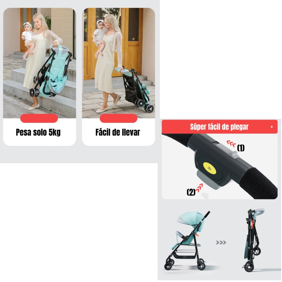 Coche De Paseo Reclinable Liviano Smart Rosado LuBabycas