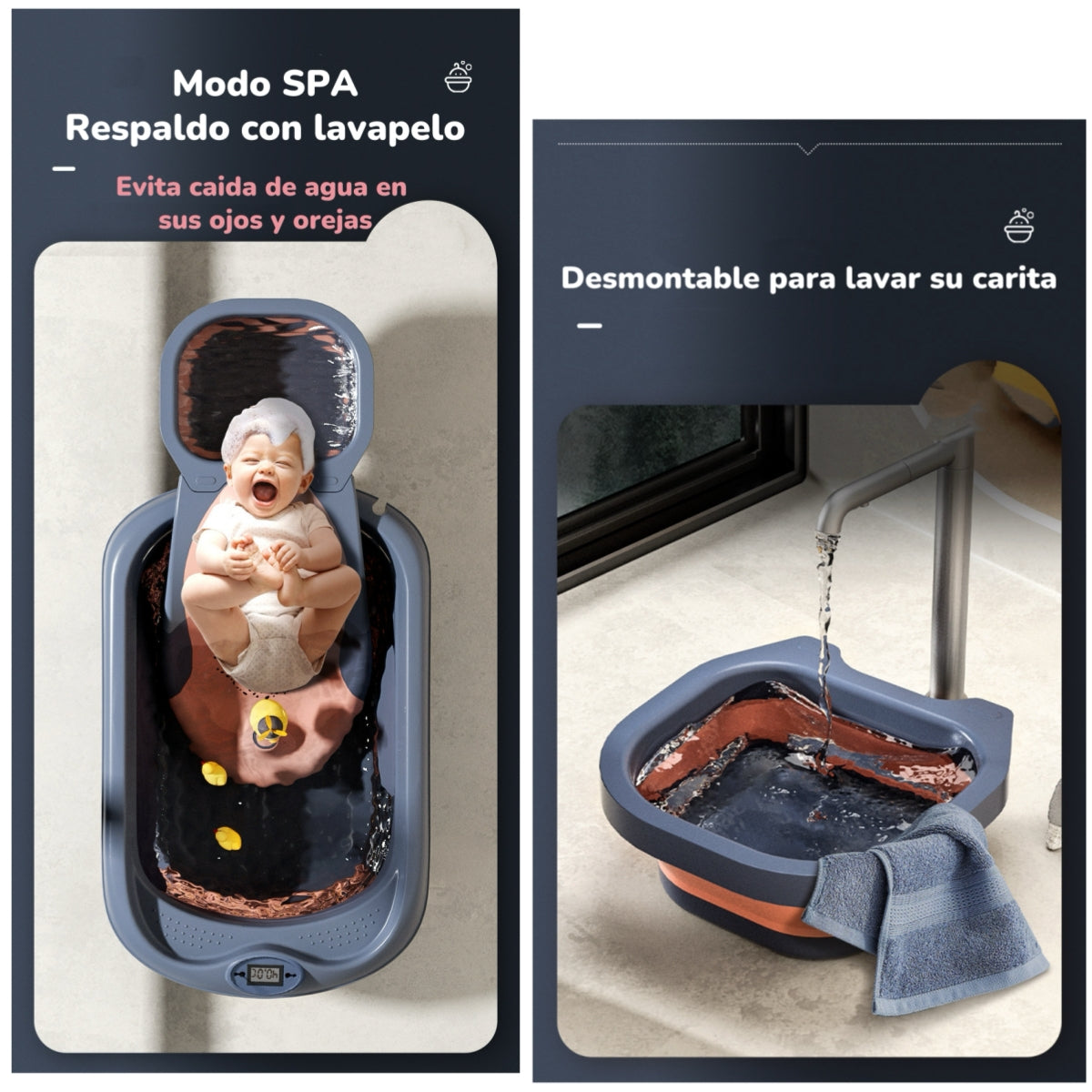 Bañera Premium Con Lavapelo Y Accesorios Lubabycas Naranja