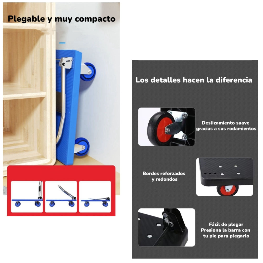 Carro De Carga Plegable Plataforma 500KG 90x60cm LuBabycas