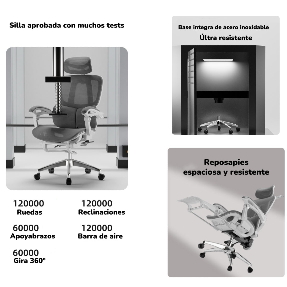 Silla De Escritorio Reclinable Reposapies E06 Negra LuBabycas