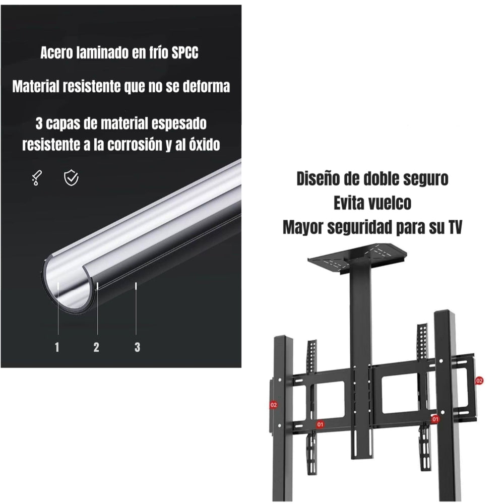 Soporte TV Rack Pedestal 32”-75” Con Ruedas Portatil