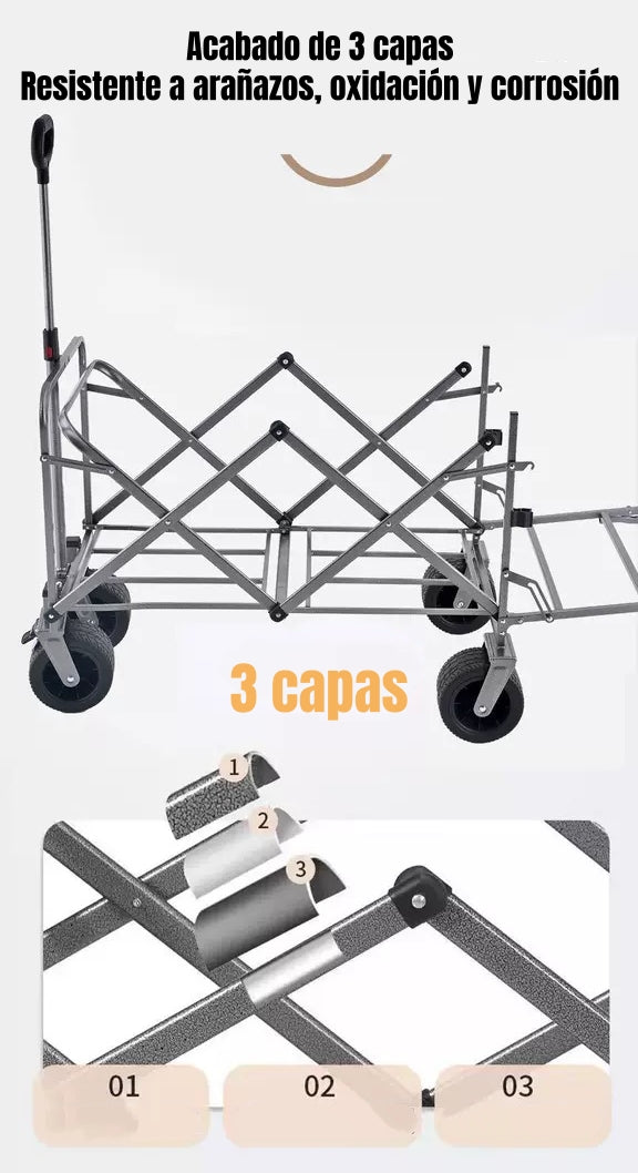 Carro Camping Expandible Multifuncional Doble Manilla Meteor