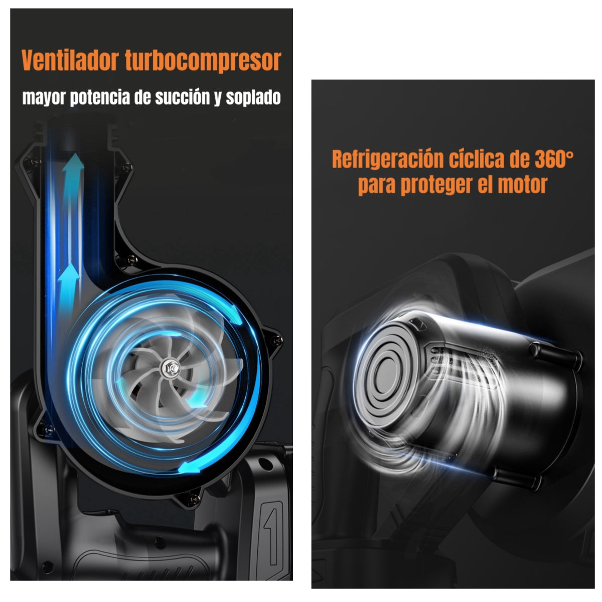 Sopladora Aspiradora Inalámbrica 2 Baterías 21V C01