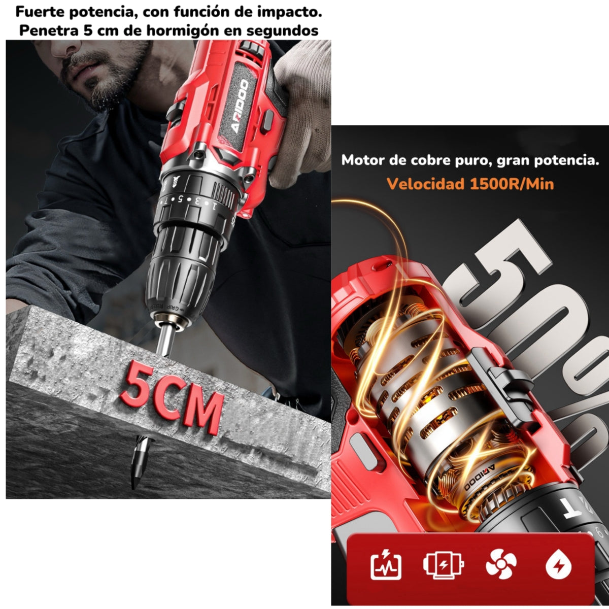 Kit Taladro Inalámbrico 2 Baterías 16,8V 118 Piezas B01