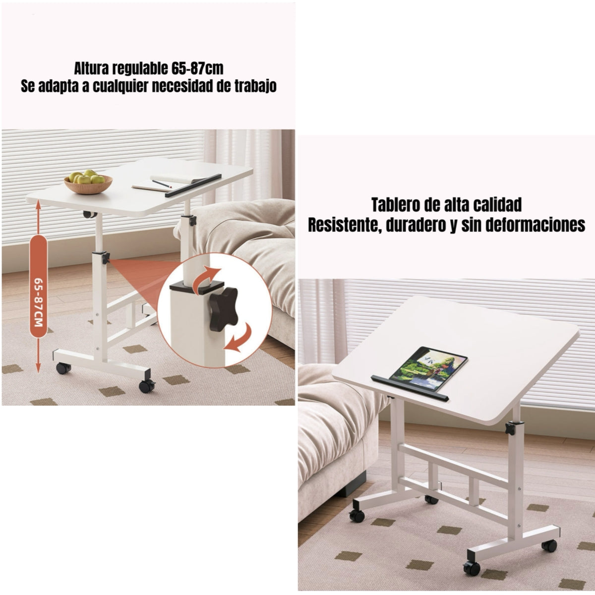 Escritorio Plegable Hatch 80x40cm Con Barrera Antideslizante