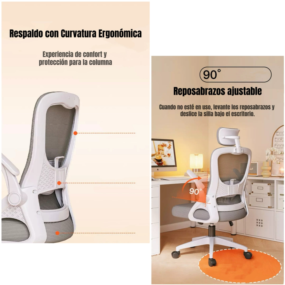 Silla Escritorio Oficina Reposacabezas Reclinable W807 Negra