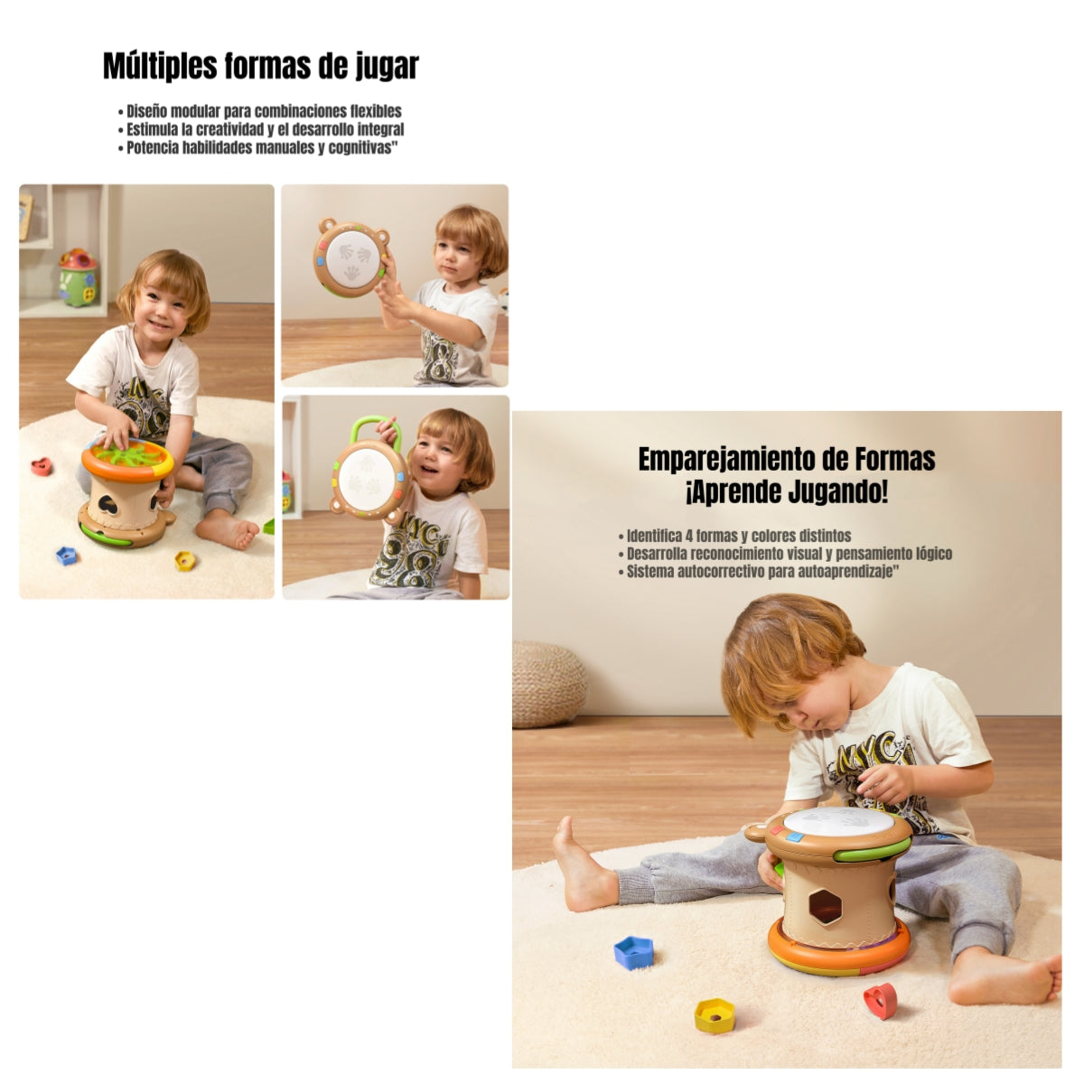 Tambor Musical Niños Multifuncional 6 Modos TM138D LuBabycas