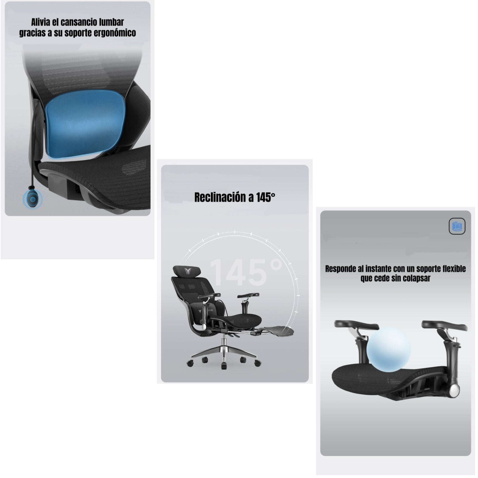 Silla De Escritorio Reclinable Con Reposapies E16 Negra