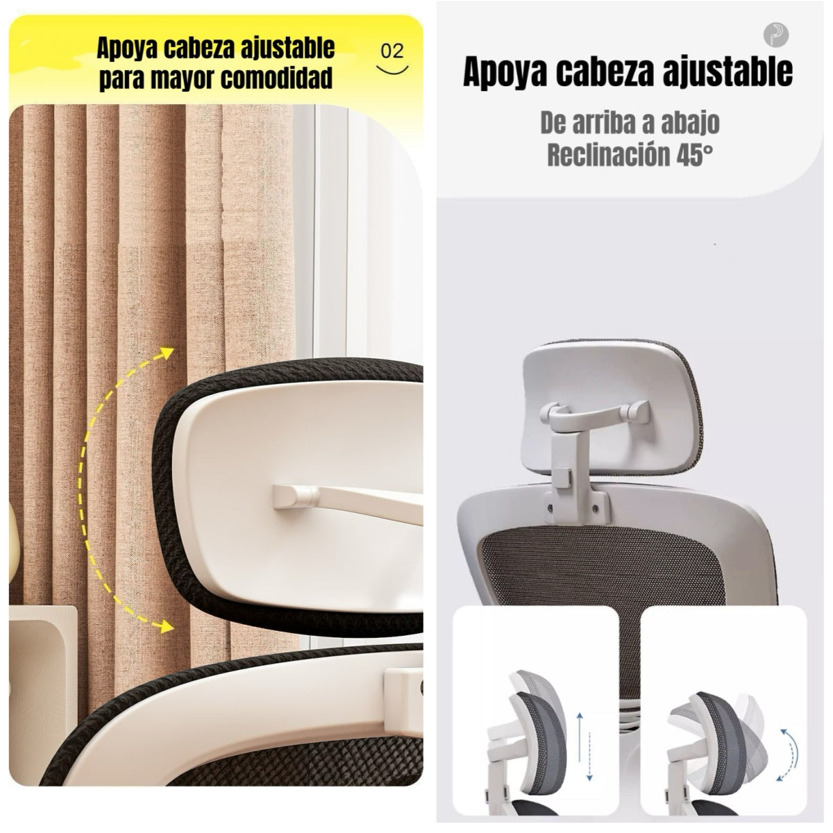 Silla De Escritorio 360° Kikka Con Apoyacabeza Negra