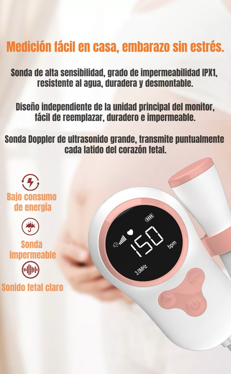 Monitor Fetal Doppler Latidos Corazón Bebé Gris LuBabycas