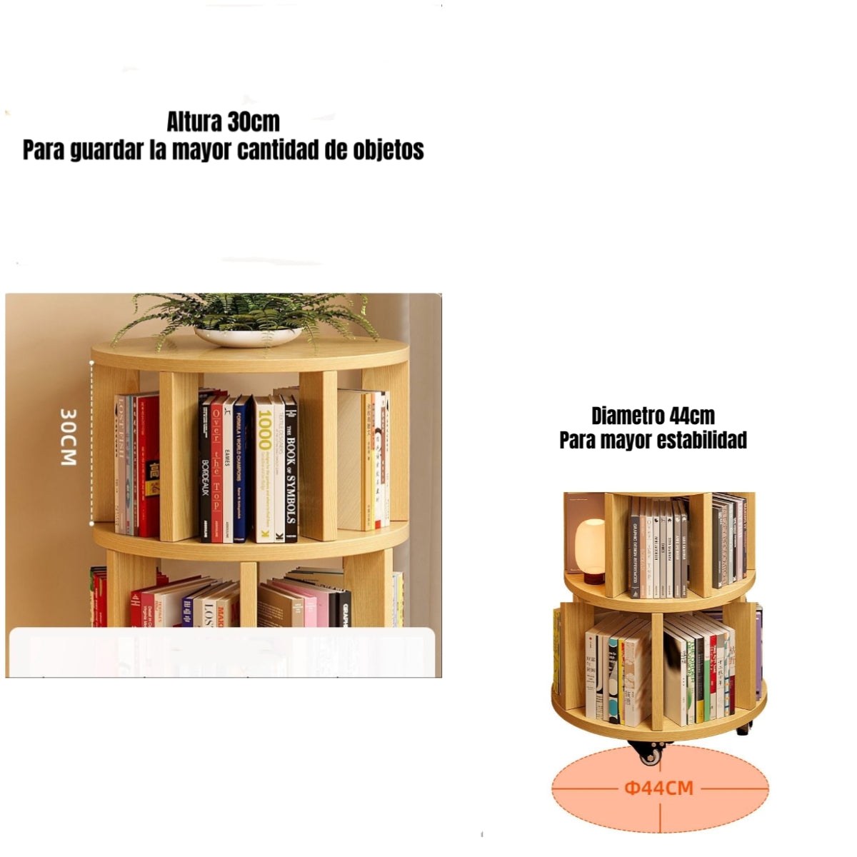 Biblioteca Giratoria 360 Librero Organizador Ruedas 165cm