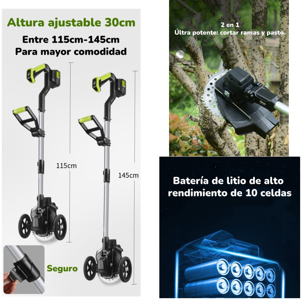 Orilladora De Pasto Eléctrica 2 Baterías Más Accesorios A01