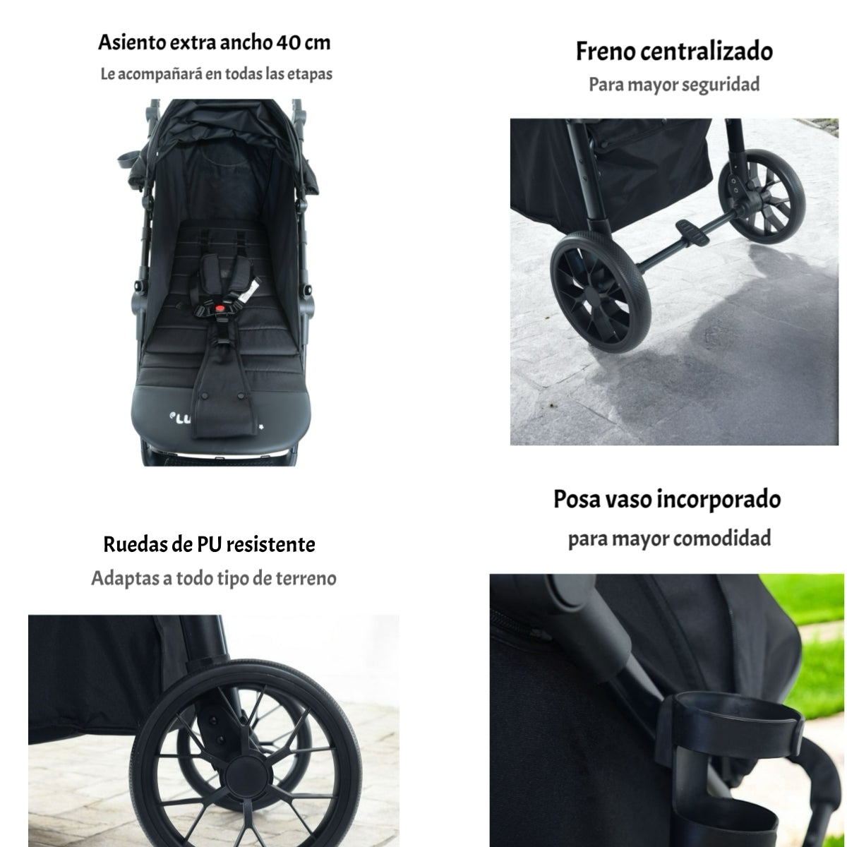 Coche De Paseo Hasta 4 Años Con Posa Vaso Iron LuBabycas