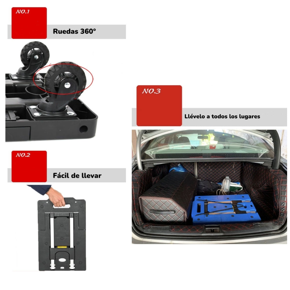 Carro De Carga Plegable Expandible Con Accesorios LuBabycas