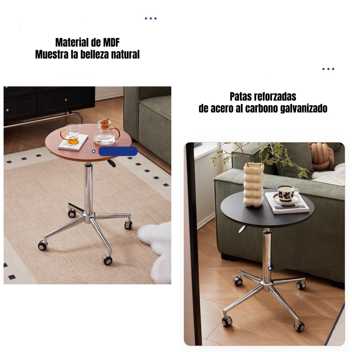 Mesa Lateral Auxiliar Centro Regulable 63-85cm Side Café