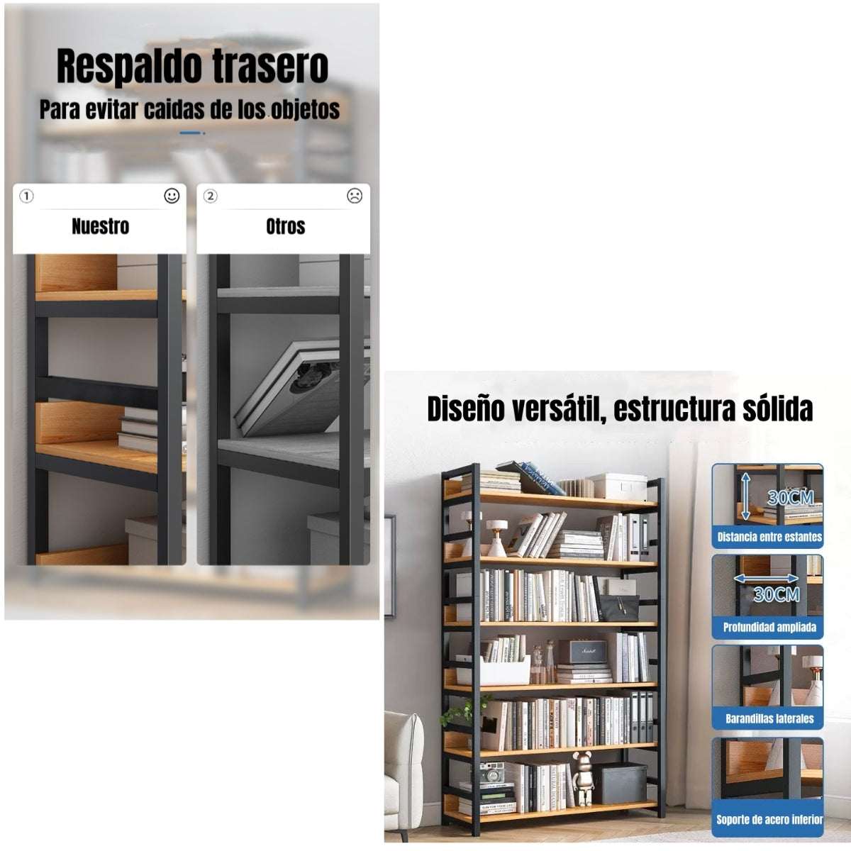 Estantes Librero Repisas De 6 Niveles 174cm Anton