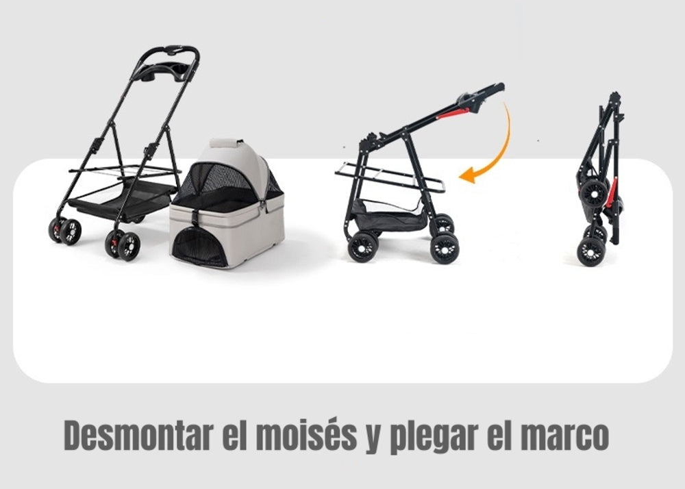Coche Para Mascotas Perros Gatos 2 En 1 LuBabycas Gris