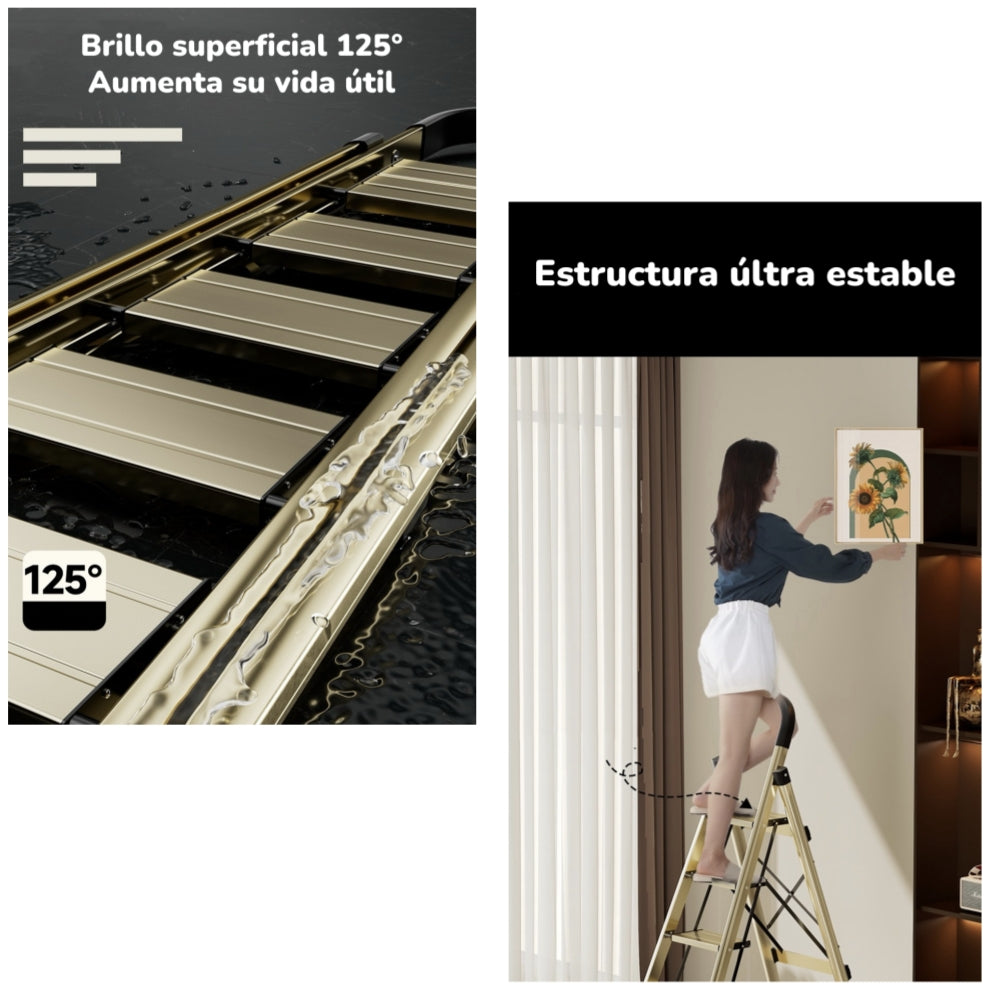 Escalera De Aluminio Dorada 5 Escalones By LuBabycas