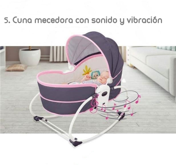 Cuna Moisés 5 En 1 Con Vibración Mosquitero Lubabycas Verde