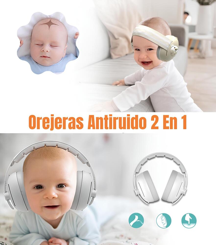 Orejeras Antiruido Auriculares 2 En 1 Blanca LuBabycas
