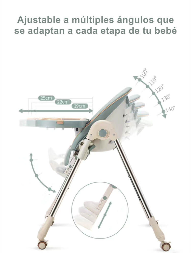 Silla De Comer Reclinable Y Plegable Crema Lubabycas