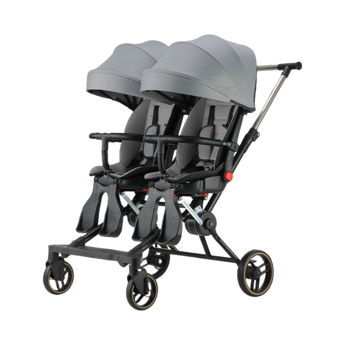 Coche Doble con Mesita de Comer Reclinable Gris LuBabycas