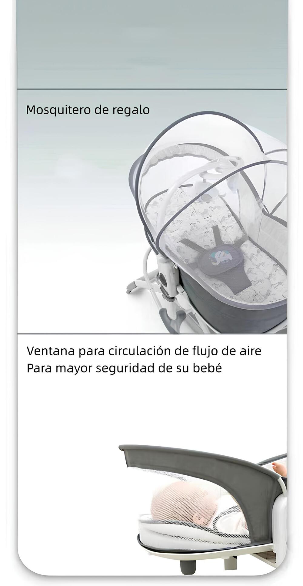 Cuna Moisés Y Columpio Con Vibración 2 En 1 Lubabycas Gris