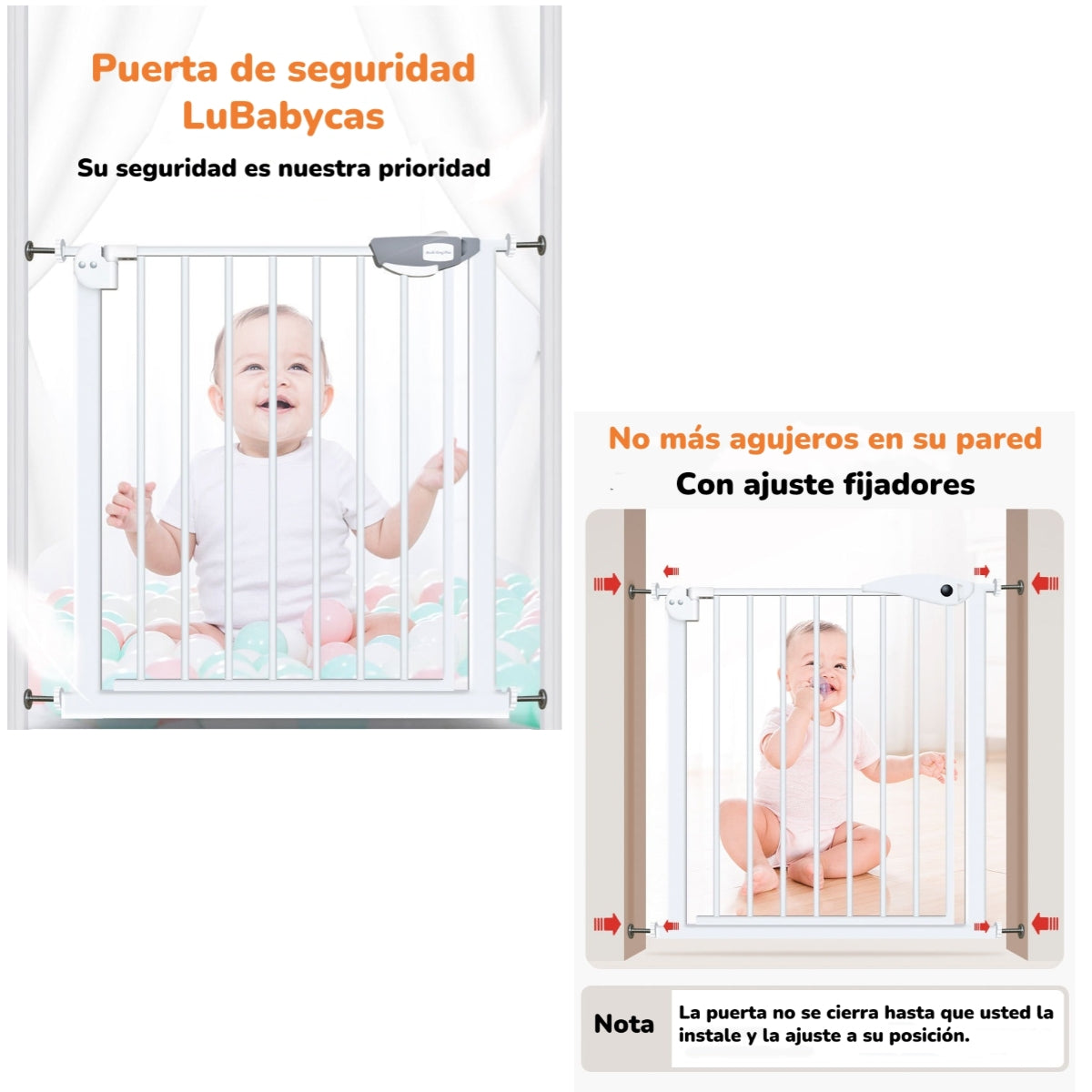Puerta Seguridad Reja Para Bebé 77-82cm LuBabycas