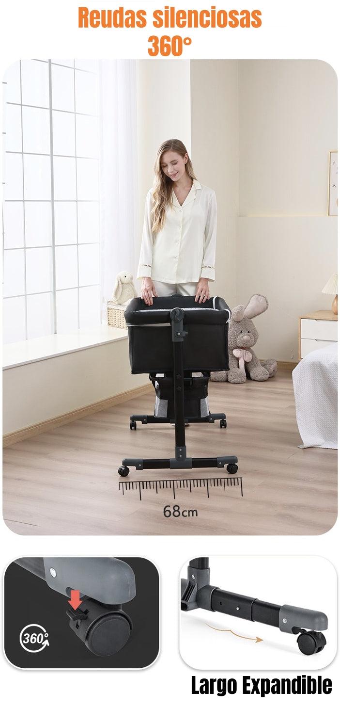 Cuna Colecho One Con Mosquitero Colchón Gris LuBabycas