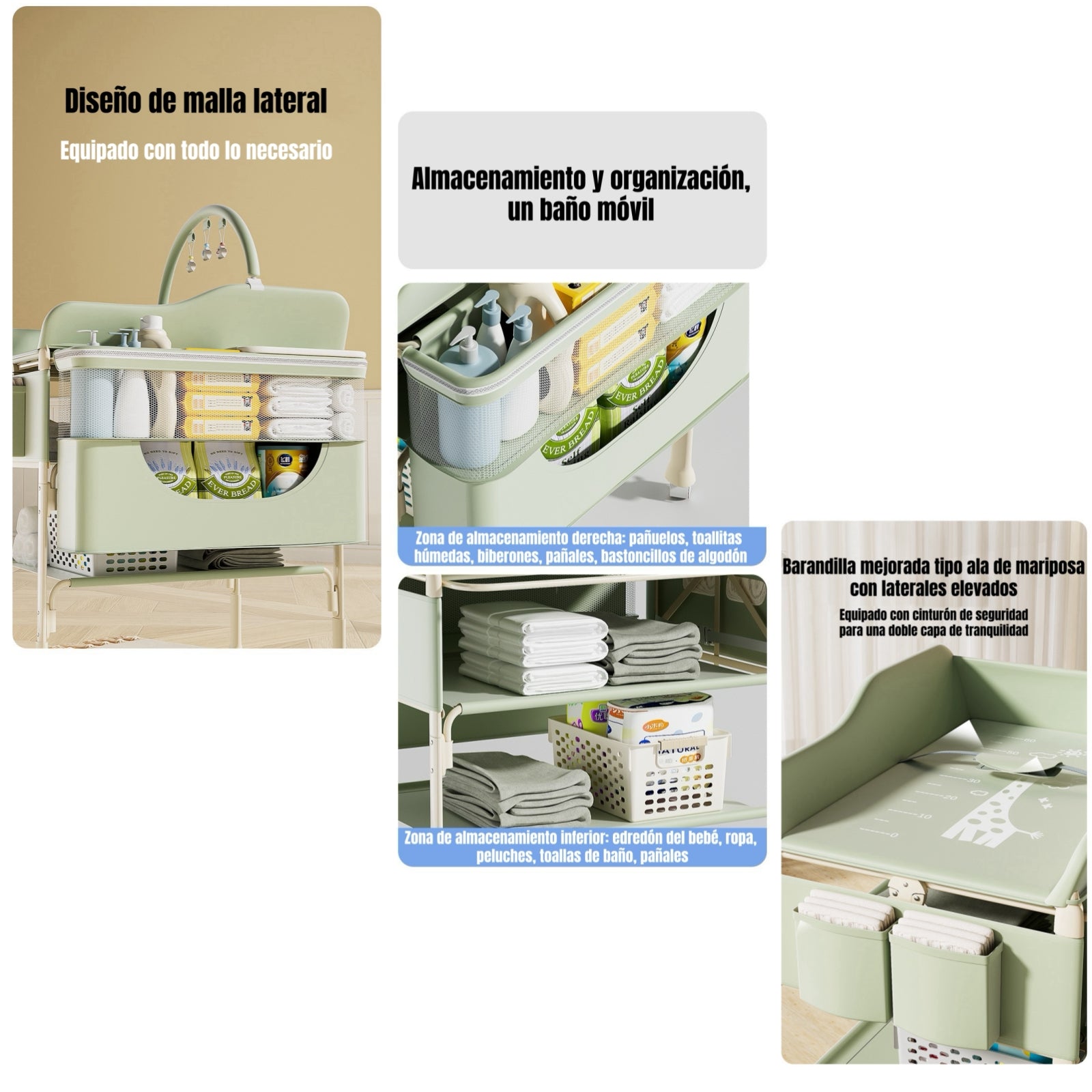 Mudador De Pañales LuBabycas Plegable Regulable Versa Gris