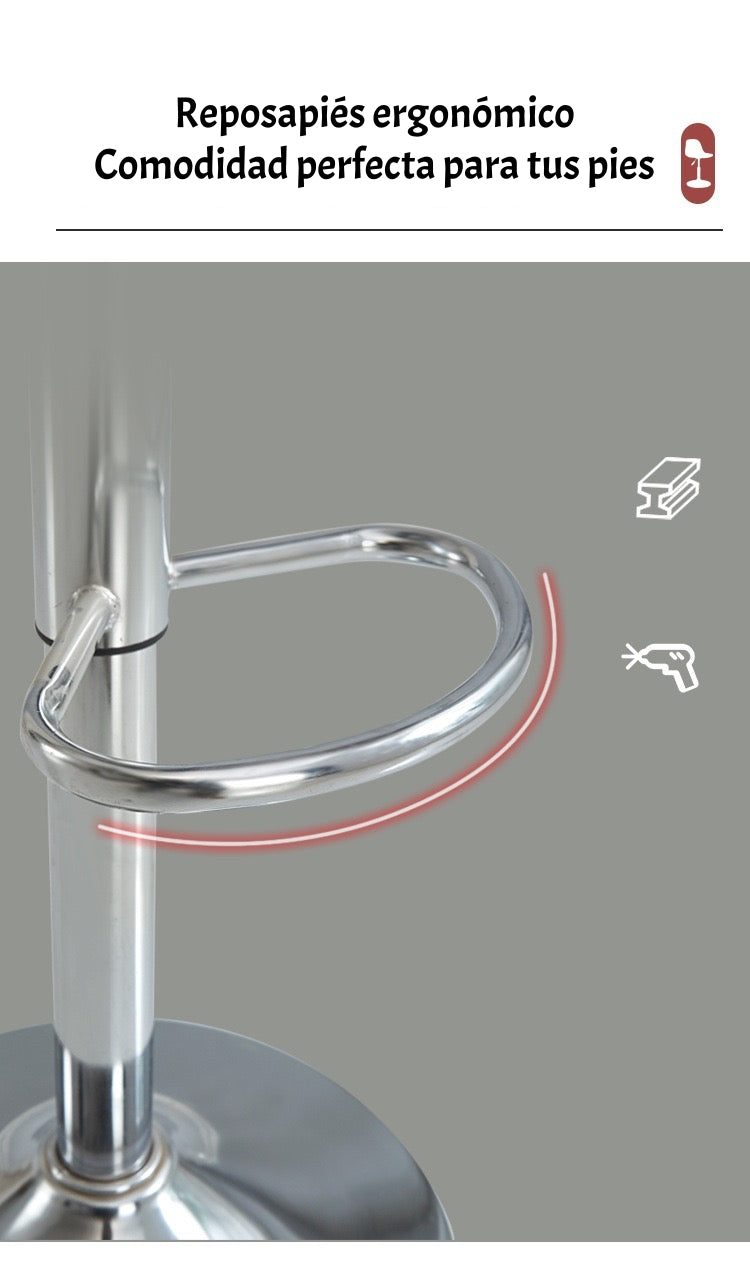 Pack 2 Sillas Piso Bar Blancas Altura Regulable Con Respaldo