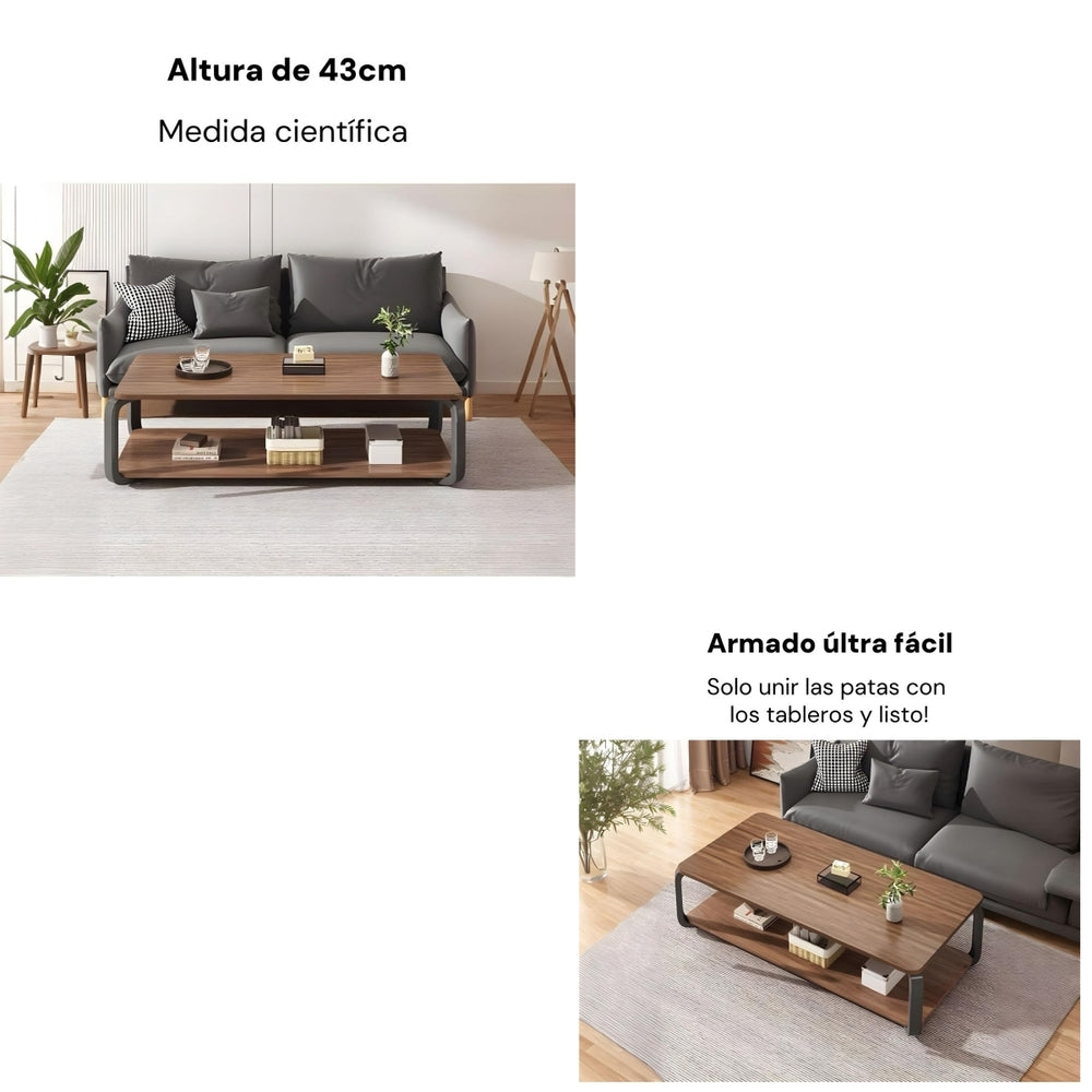 Mesa De Centro Rectangular 2 Niveles 120x60x43cm LuBabycas