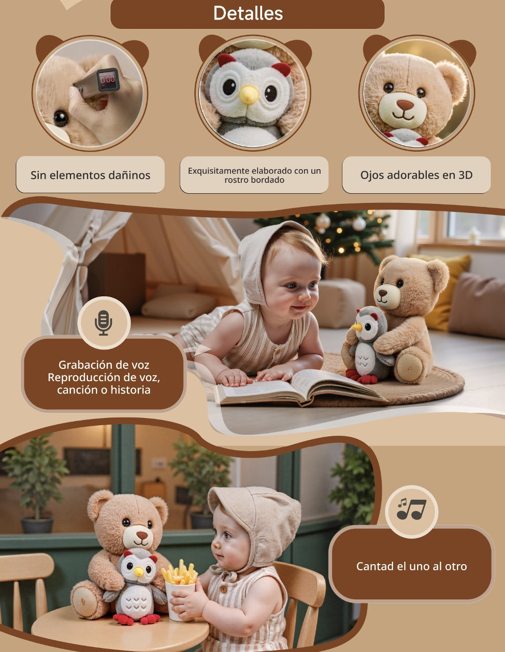 Peluche Interactivo Oso Musical Grabación JP008 LuBabycas