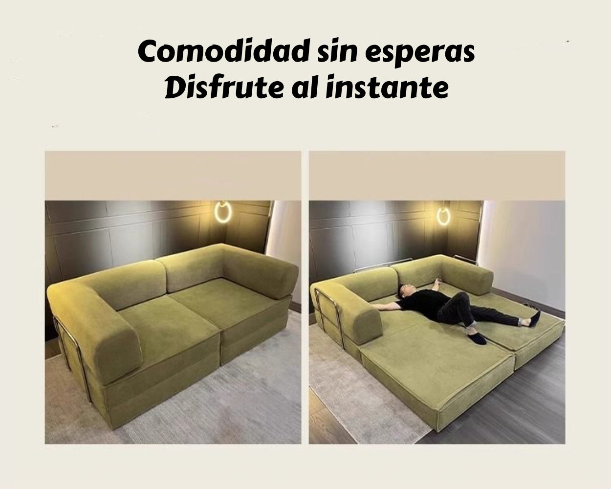 Sillon Sofa Cama Comprimido Combinable 203cm K17 Verde
