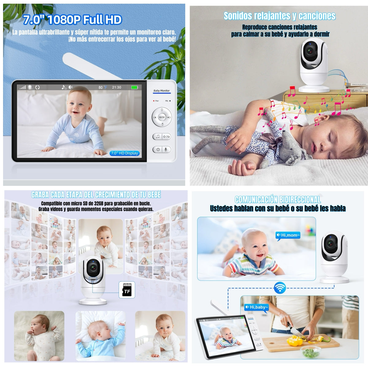 Cámara Monitor Inteligente Premium 7 1080P ABM780 LuBabycas