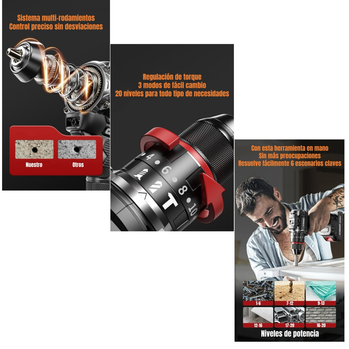 Kit Taladro Atornillador Inalámbrico 21V 2 Baterías B02