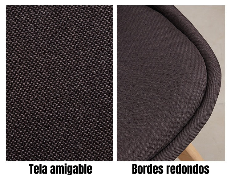 Set 4 Sillas De Comedor De Tela Madera Gris Fabric LuBabycas