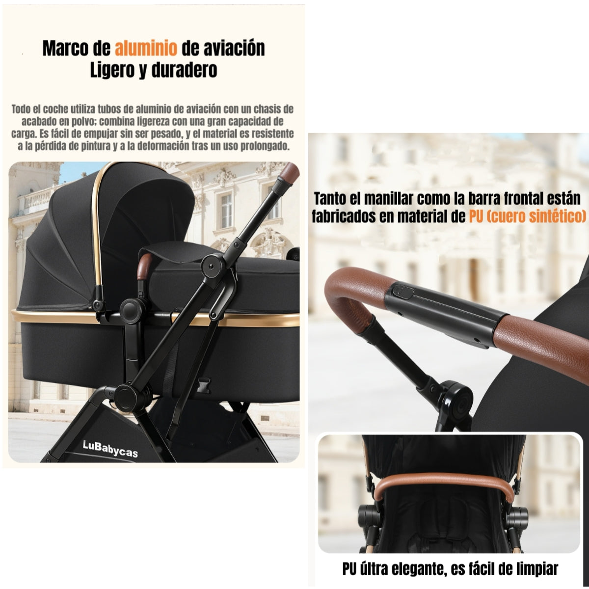 Coche Travel System LuBabycas 0-4 Años Aluminio Alvin