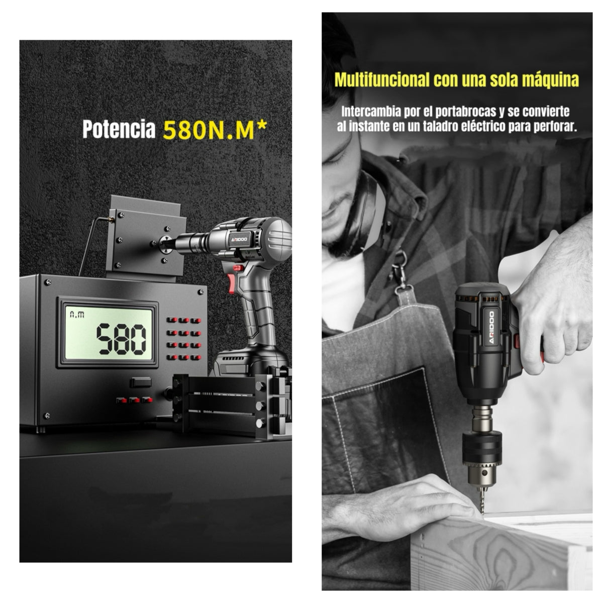 Kit Llave Impacto Inalámbrica Taladro Pistola 2 Baterías D02