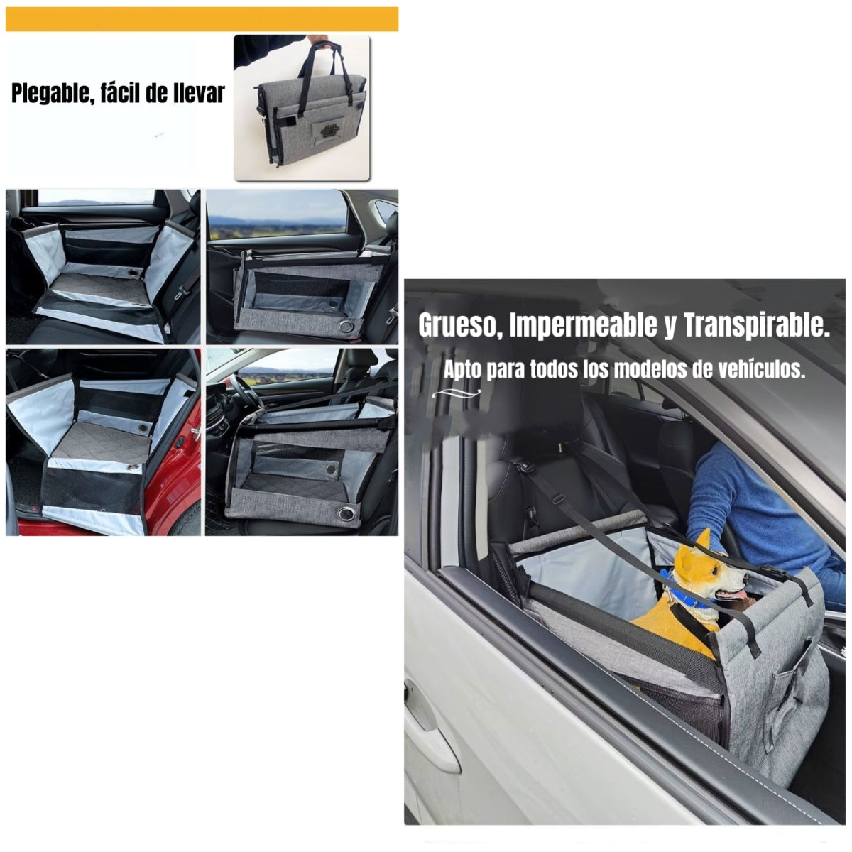 Asiento De Auto 49cm Perros Plegable Con Protector Guard